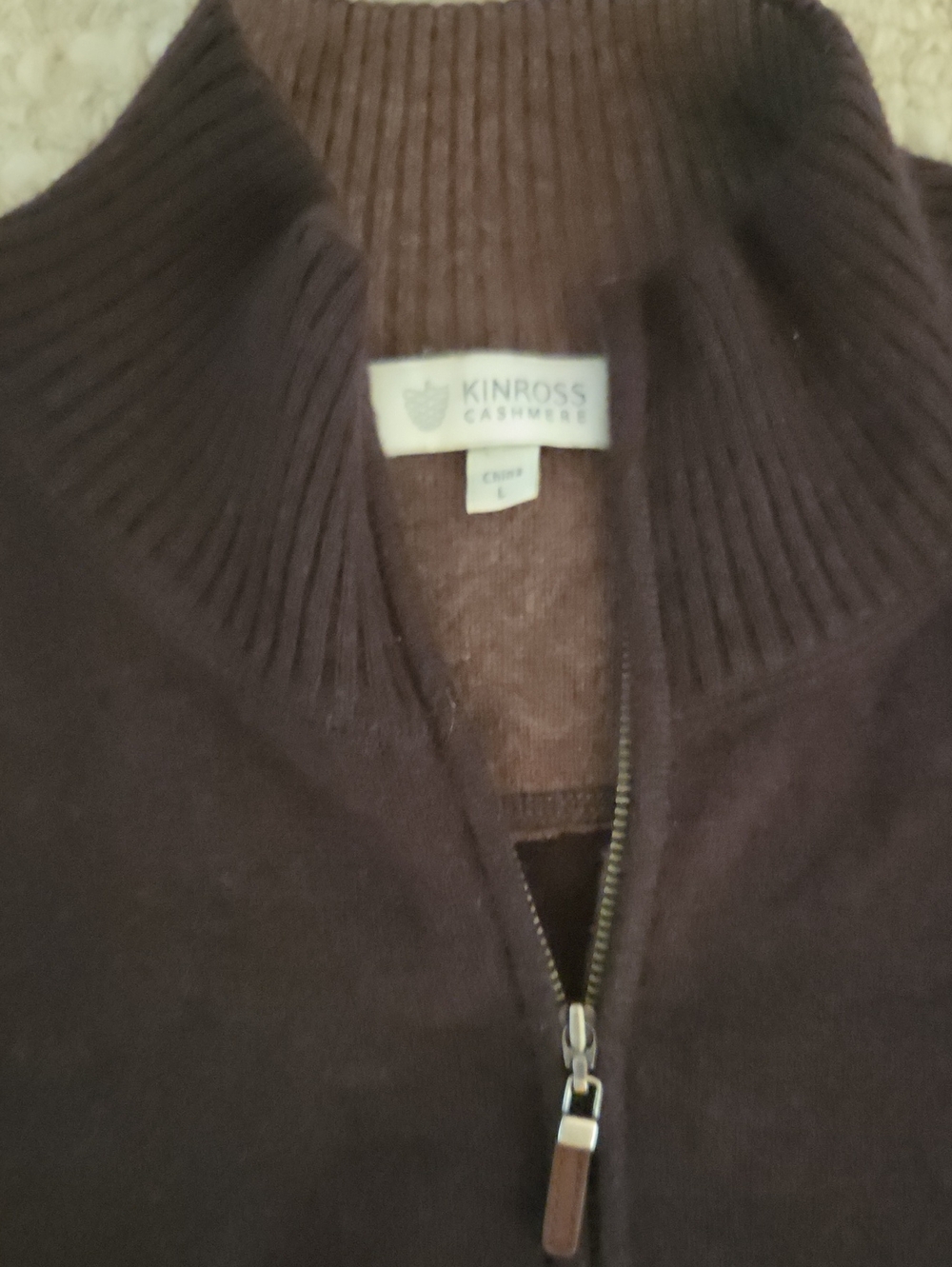 Kinross 100% Cashmere Quarter-Zip Pullover Sweater Brown Men's Size L